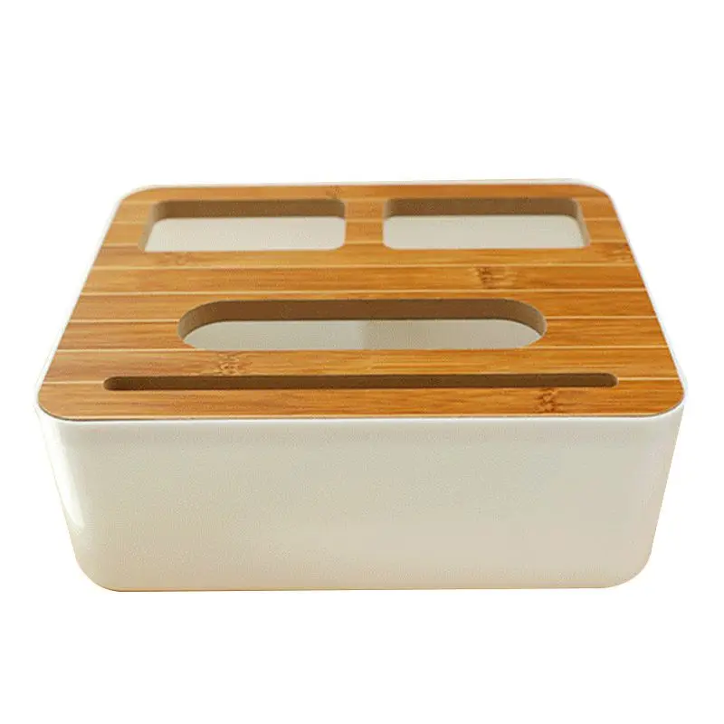 

3 Styles Removable Plastic Tissue Box With Oak Wooden Cover Phone Holder Napkins Case Home Organizer Decoration