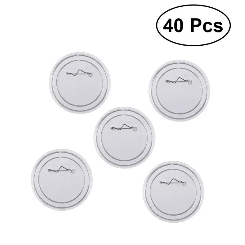 

40 PCS 6CM Transparent Clear Brooch Pins Breastpin Button Badges Set Kids Gift Decor for Clothes DIY Crafts