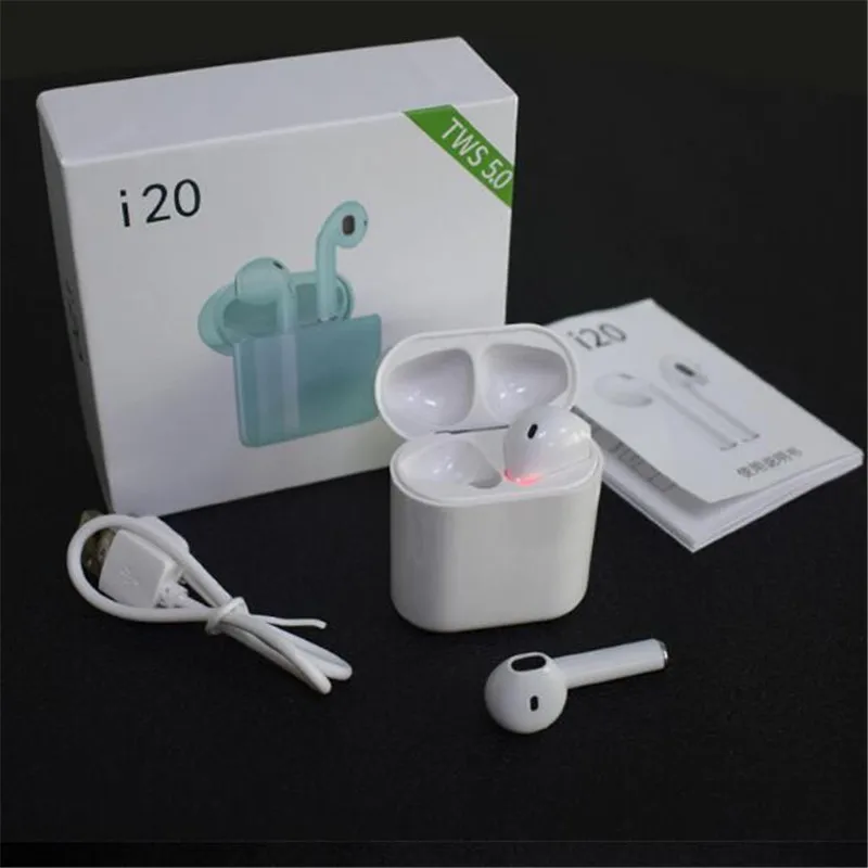 

2019 Newst Bluetooth Version i20 TWS Earphones with Microphone Wireless Headphones Bluetooth Hifi Stereo Headsets for iphone