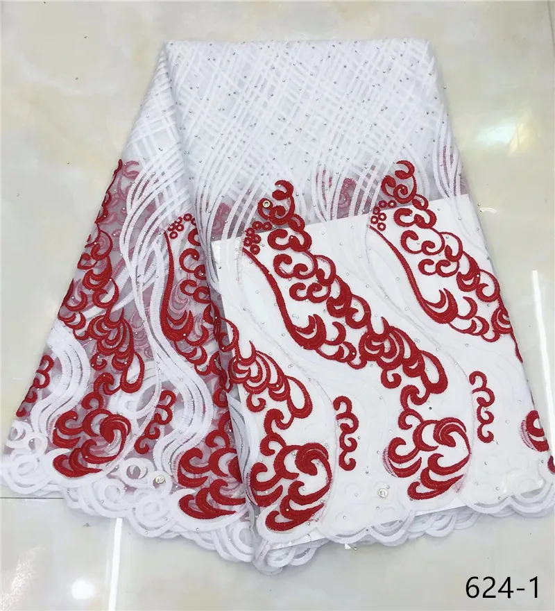 

Beautiful High Quality Nigerian Lace Fabrics For Wedding 2019 Latest African Milk Silk French Lace Fabric with Stones 624