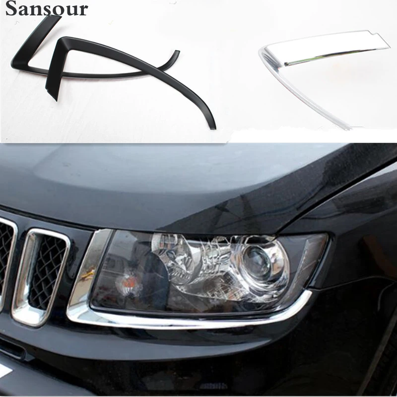 Sansour хромированный передний головной свет крышка для век Накладка Jeep Compass 2011 2012 2013