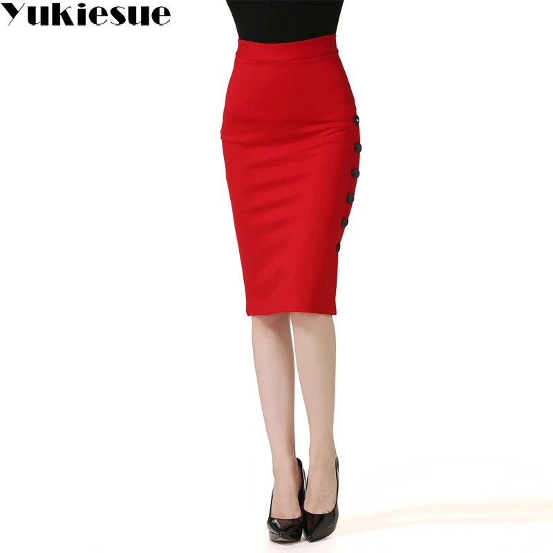 skirts womens skirt knee length saia faldas 2017 summer style casual skinny skirts women female OL formal bodycon Plus size
