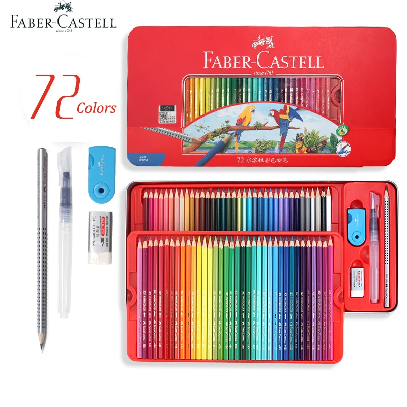 Профессиональные акварельные карандаши Faber Castell из жести 60/72 разноцветные