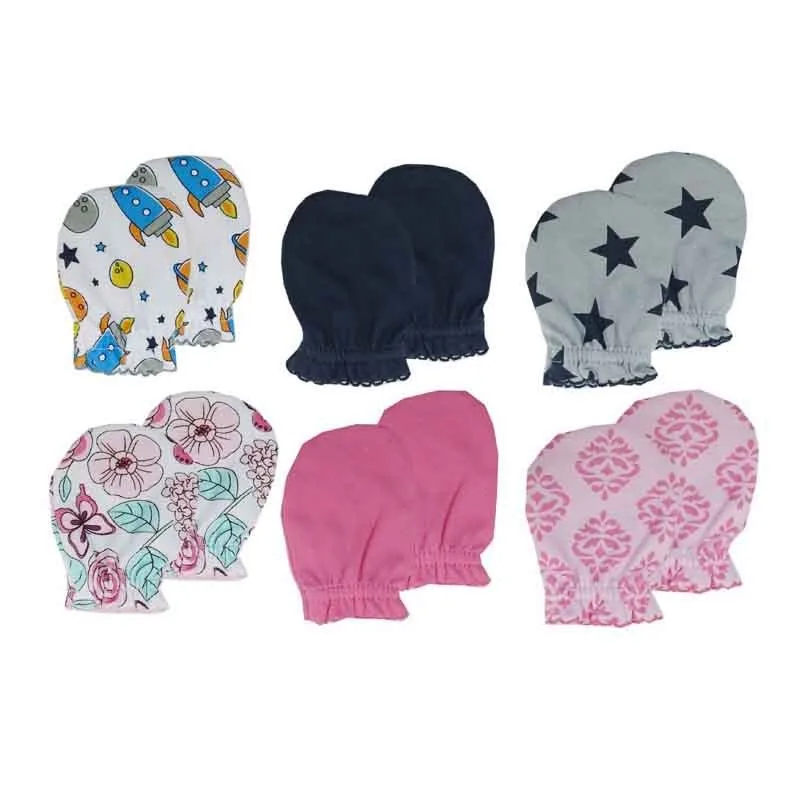 Luvable Friends 3 Pairs Lot Cotton Newborn Baby Mittens Star
