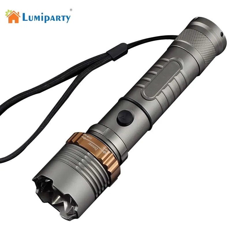Lumiparty Self Defense T6 3800LM Rechargeable LED flashlights Torch