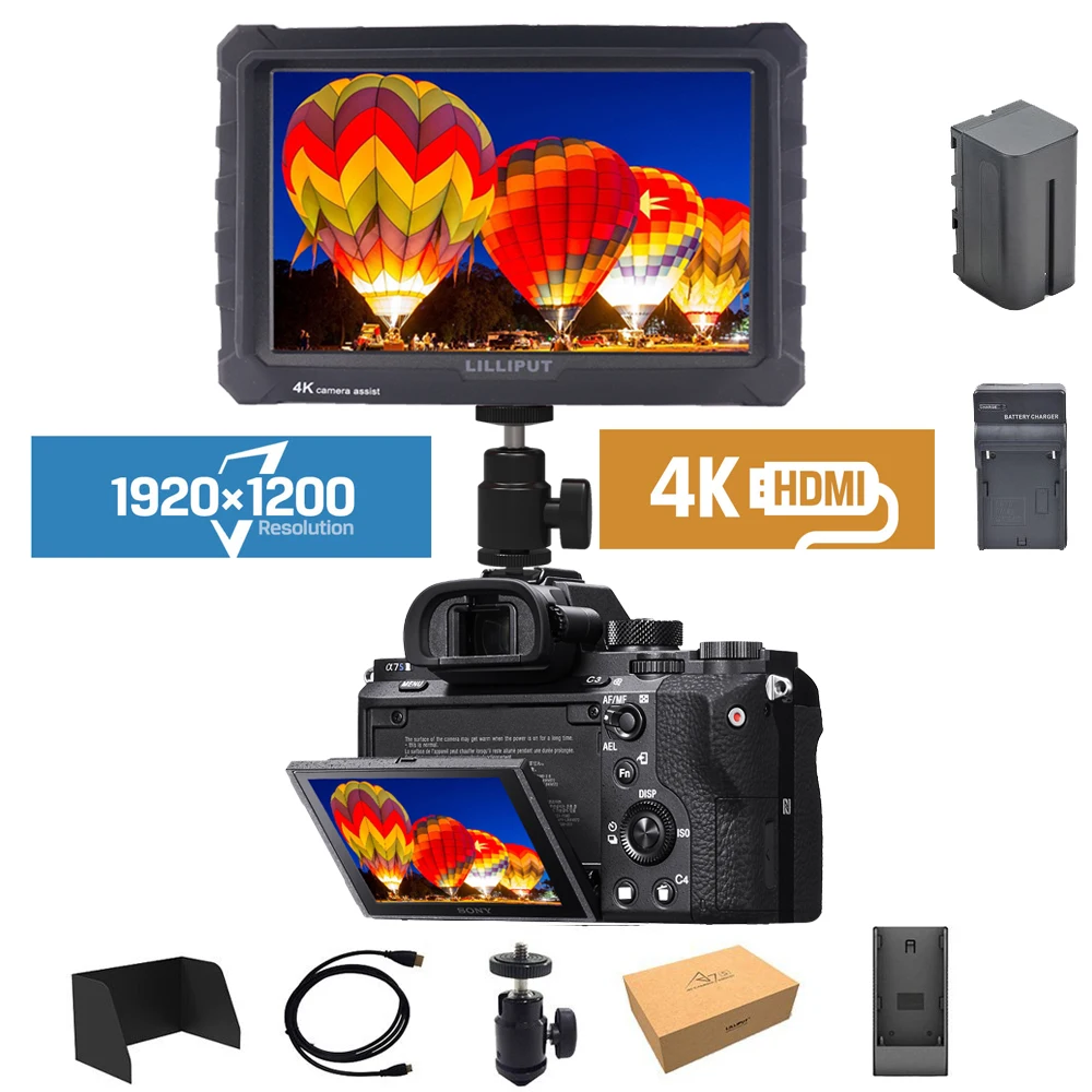 

Lilliput 4K 7 inch IPS Screen 1920*1200 HDMI Full HD Camera Monitor for shooting video TFT Field Monitor with Battery