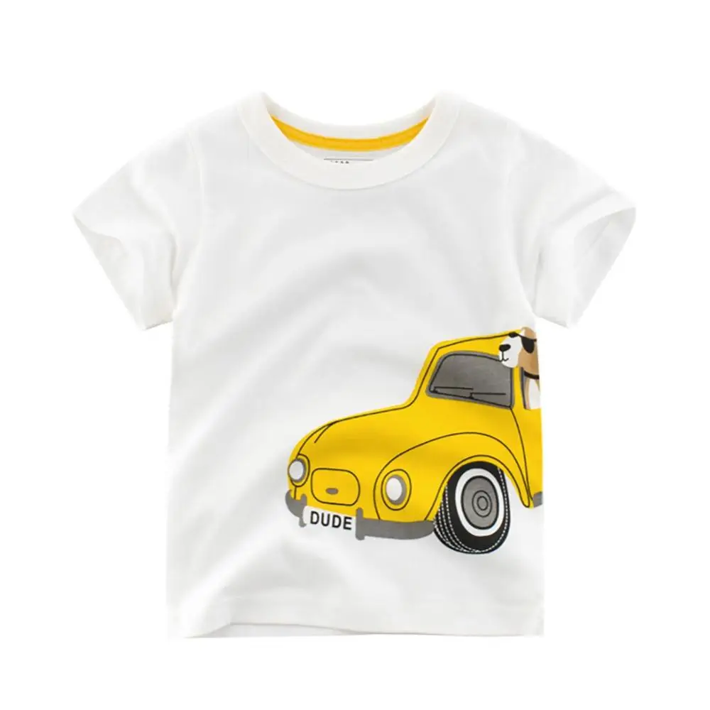 Детская летняя хлопковая Футболка с рисунком автомобиля для мальчиков, топы, блузка, рубашка с короткими рукавами, одежда, футболки для девочек - Цвет: W
