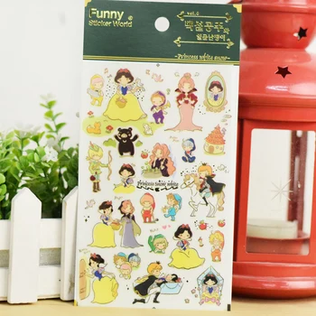 

12 pcs/Lot Funny stickers Story of Princess White snow Fairy tales sticker for mobile diary album DIY Stationery tools F926