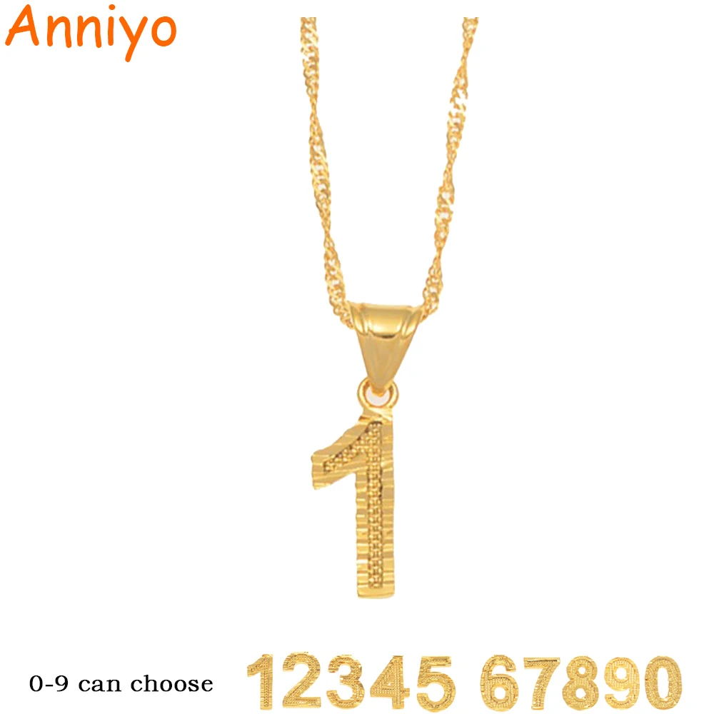 Ожерелья подвески с цифрами Anniyo (один шт.) 0123456789 для женщин и девушек