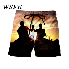 WSFK New Hommes Punk Shorts Hawaii Plage 3d Imprimé Short décontracté Hip Hop Hommes Pantalons Courts D'été Mâle