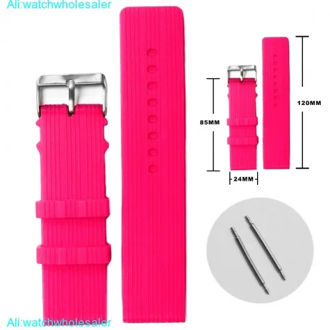 24mm Light Violet Red Silicone Jelly Rubber Ladies Watch Band Straps WB1071Q24JB