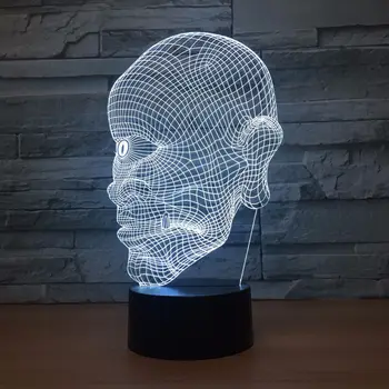 

3D Creative head 7 color LED atmosphere Night Light 1352