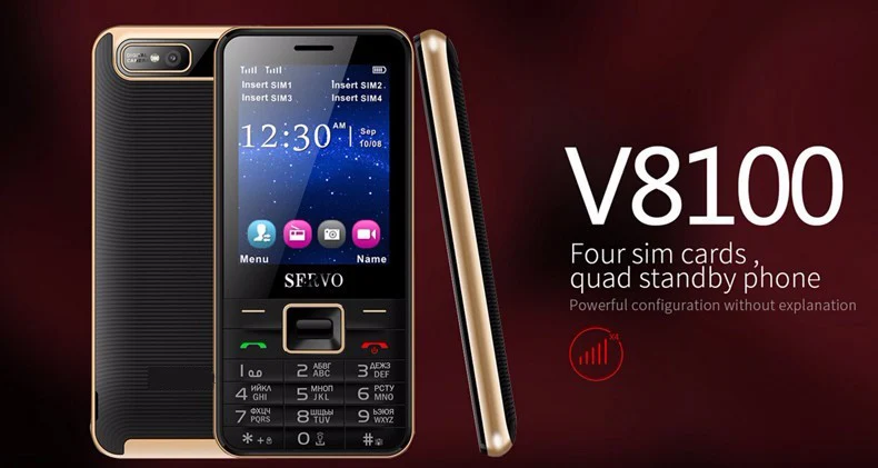 SERVO V8100 телефон с Quad SIM 4 sim-карты 4 ожидания Bluetooth фонарик 2,8 дюймов дешевый сотовый телефон