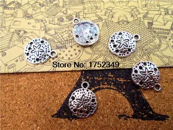 

30pcs--Sand Dollar Charms ,Antique Tibetan Silver Tone sand dollar charm pendants 12mm