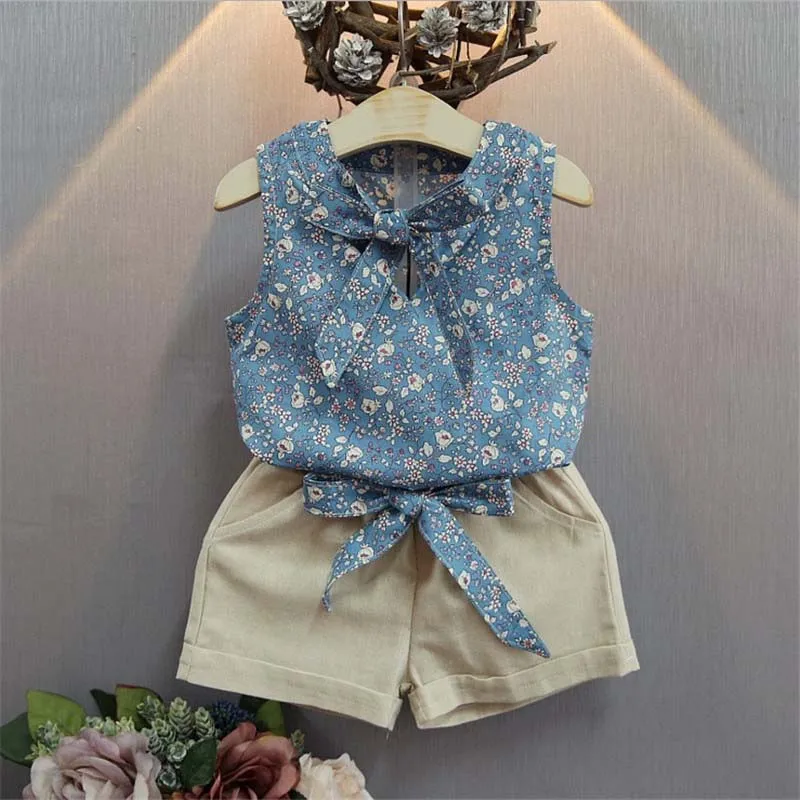

Bibicola baby girl summer clothes set fashion girls set clothes floral print baby suit kids shirt+shorts children clothing set