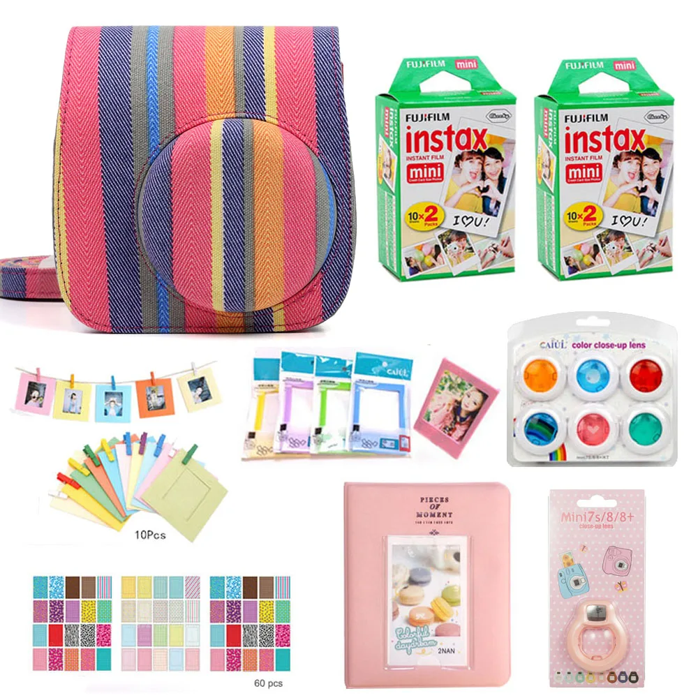 

Fujifilm Instax Mini 8 Mini 9 Camera Accessories Films Shoulder Bag Filters Photo Album Hang Frames Selfie Lens Stickers Bundle