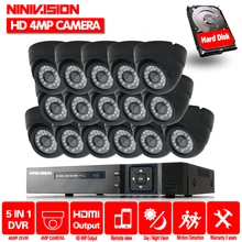 16CH HDMI 4MP CCTV DVR 16 шт. 1440 P ИК Купол Крытый открытый безопасности камера системы домашнего видеонаблюдения 16CH DVR наборы 4 ТБ Hdd