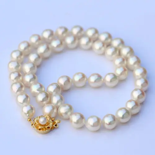 

huij 001201 10-11MM NATURAL SOUTH SEA GENUINE WHITE PEARL NECKLACE