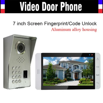 

7 inch Monitor Video Door Phone Intercom System Aluminum Alloy Camera Fingerprint Password Unlock Video Doorbell Doorphone