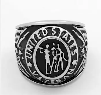 

10pc/lot Vintage Titanium Steel United States Eagle Military Army Veteran Ring Cocktail Memorial Navy Airforce Marine size 7-13