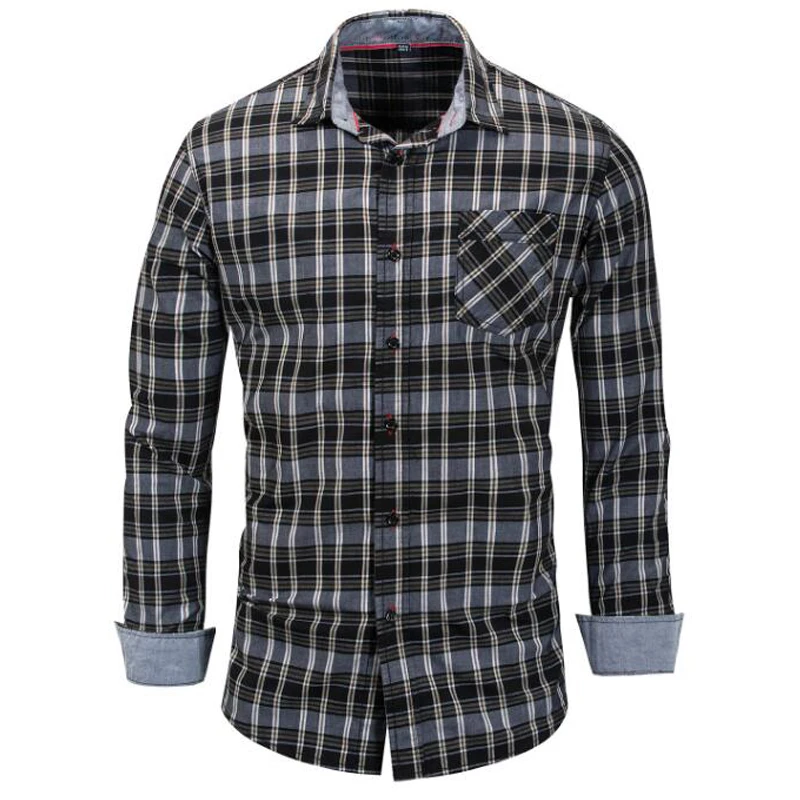 Men's shirts Spring Autumn Long Sleeve High Quality Cotton Shirt Men Business casual Brand plaid shirt camisa masculina 