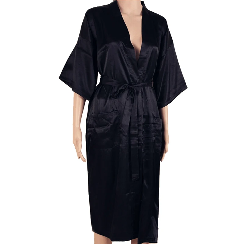 뜨거운 판매 블랙 남성 섹시한 가짜 실크 기모노 목욕 가운 중국 스타일의 남성 가운 잠옷 잠옷 플러스 사이즈 S M L XL XXL XXXL