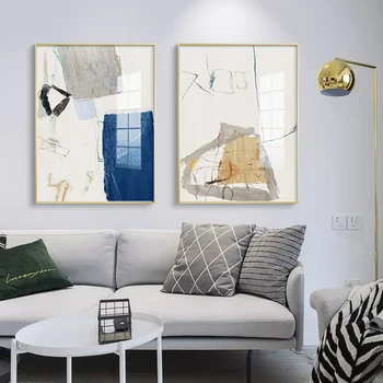 

Nordic Hand painted Abstract line wall art Canvas Painting Prints Posters for Living Room Morden contracted art Home Decor