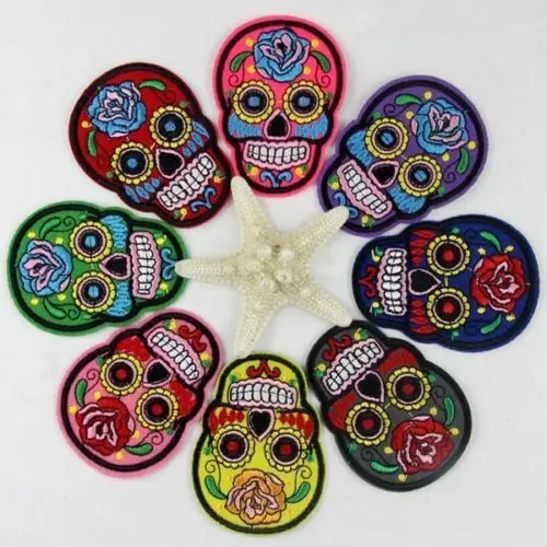 

Vintage DIY Embroidered Cloth Iron On Patch Sew Motif Applique Skull