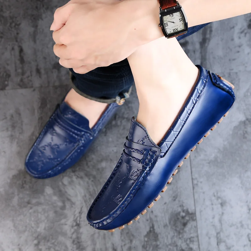 

Thestron Loafers Men Leather Shoes Big Size 45 46 47 48 49 Male Slip on Leather Shoes Men Shoes Casual Luxury Orange Black Blue
