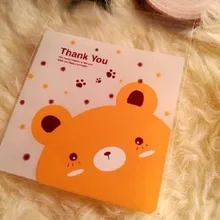 10x10 см Упаковка для печенья милый медведь Самоклеющиеся пластиковые пакеты для Подарочная сумка пакет для выпечки 100 шт/партия