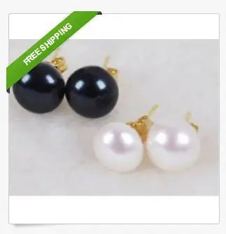 

AAA+11-12MM akoya white and black pearl earring AAA earrings ohrring Pendiente wholesale 2 pair