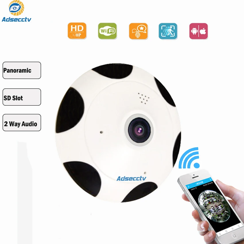 

yoosee wifi camera panoramic view IP P2P wireless mini Dome camera SD card support alarm 2 way audio nigh vision AR-VRC05Y