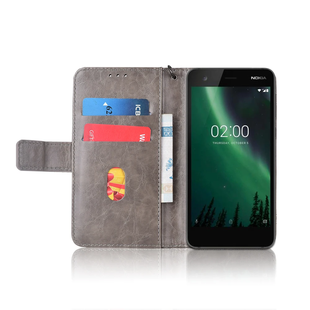 Кожаный флип чехол для Nokia 2 TA 1029 чехлы с цветочным принтом бумажники ремешком