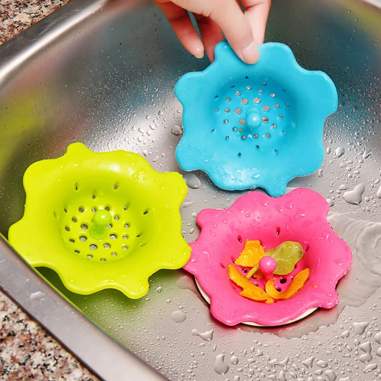 Buy Flower Silicone Drainer Bath Hair Catcher Sewer