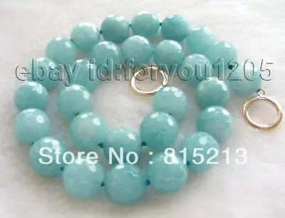 

ddh001805 18" Natural 14mm Faceted Aquamarine Necklace 14k!