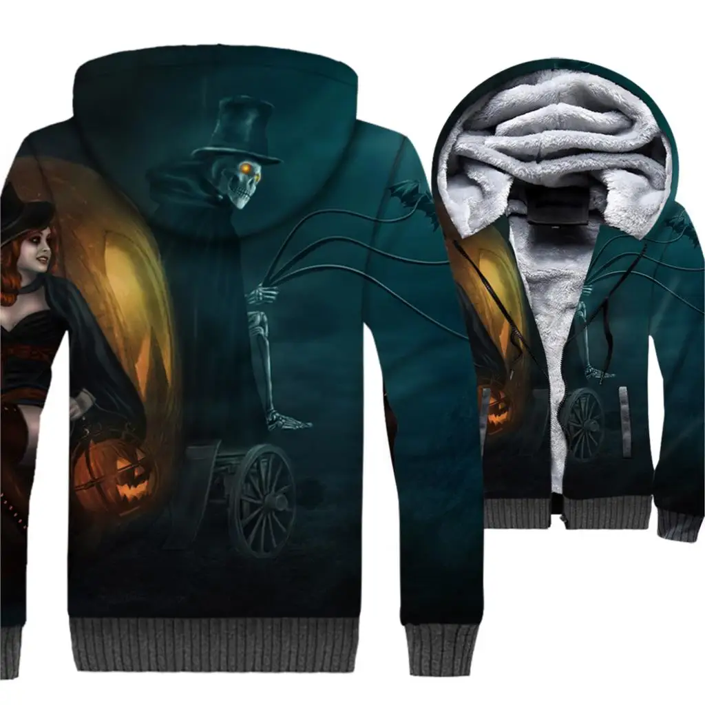 

Skull Hoodies Men All Saints' Day Jackets Halloween Funny Sweatshirts Winter Thick Fleece Warm 3D Coat Swag Hip Hop Sportswear