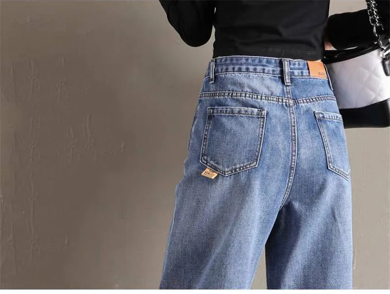 Винтажные женские джинсы для женщин в стиле бойфренд мама джинсы с высокой талией синие повседневные узкие брюки Корейская уличная одежда джинсовые брюки mujer