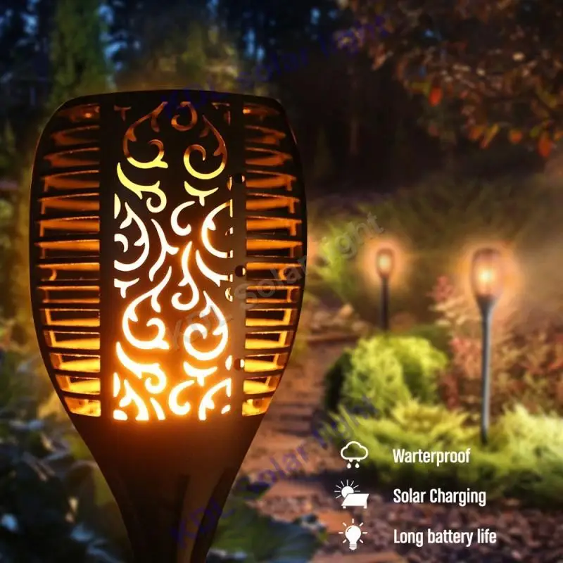

3pcs/lot new arrival Solar 96LED Lawn Dancing flame Torch Lights radar 3 working mode vs 55/48/38/20 led 2018 New LED Solar Prom