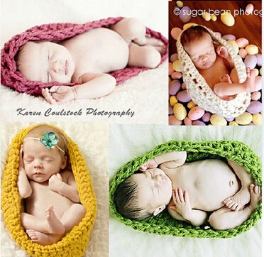 cute cartoon photography custume newborn knitted handmade crochet clothing fengzi sleeping bag rugby suit 2019 hand-knitted wool selling newborn baby photography props one hundred days baby sleeping bag 3 color