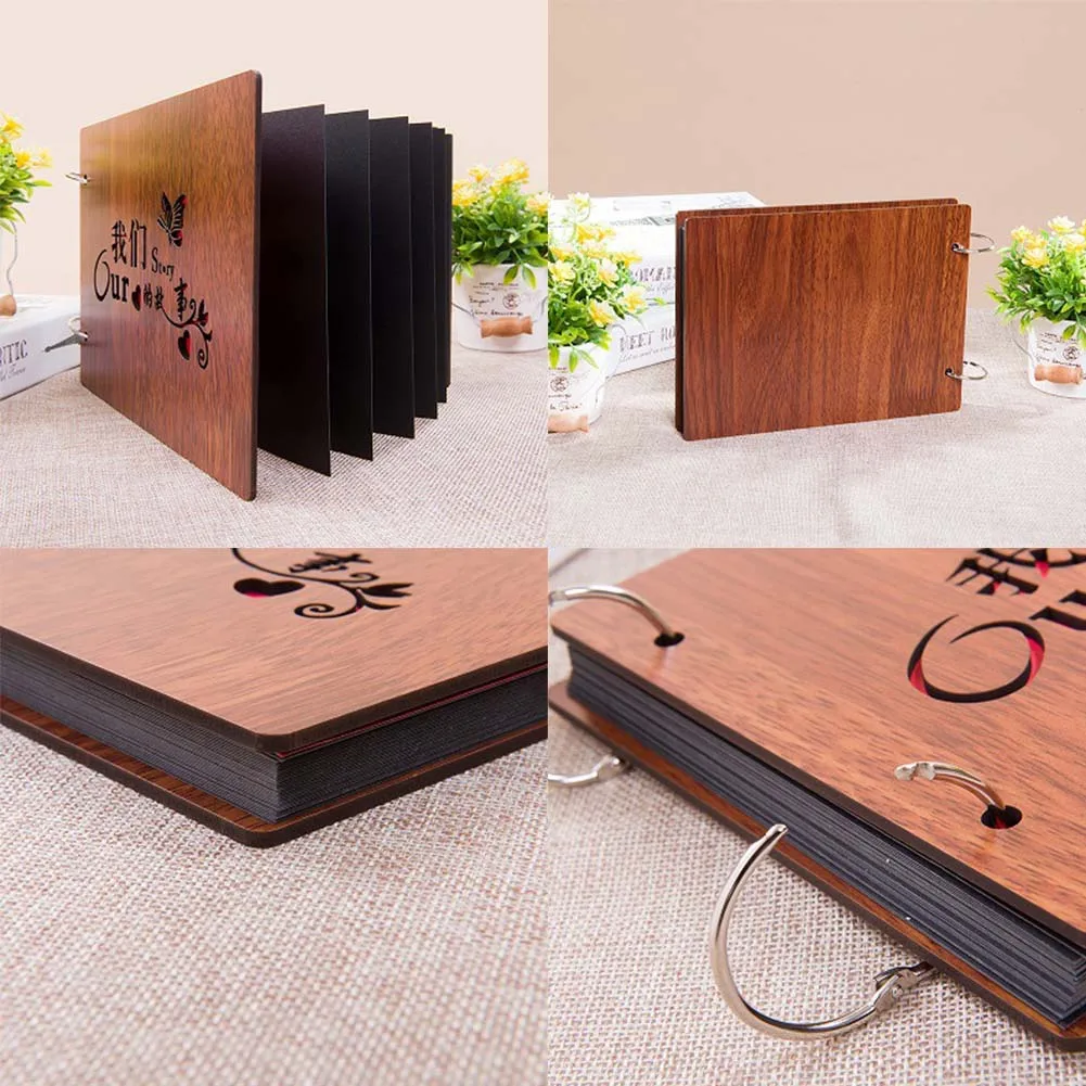 Photo Albums Wood Cover Albums Handmade Loose-leaf Pasted Photo Album Personalized Album 899