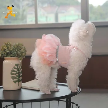 

Dog Dress Elegant Luxury Summer Tulle Corsage Vest Mesh Dresses Bowknot Black Pink Girl Dog Clothes for Small Dogs Pet Dress