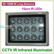 Lihmsek на большие расстояния 100 м 850nm инфракрасный 15 шт. высокой мощности ИК светодиодный инфракрасный светильник вспомогательное освещение для CCTV LPR anpr камера