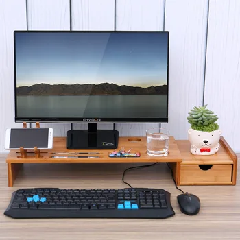 

Computer display increase bamboo rack solid wood high shelf office desktop screen height base bracket