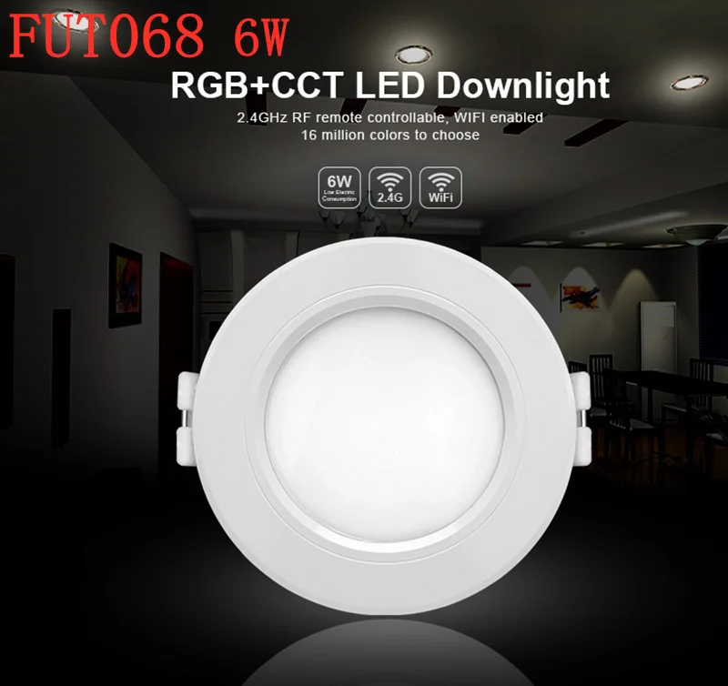 

Milight AC110V 220V 6W/9W/12W/15W/18W RGB+CCT LED Downlight Dimmable LED light FUT062/FUT063/FUT066/FUT068/FUT069