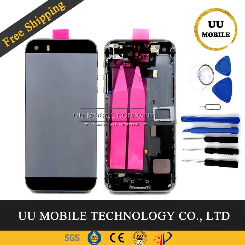 

Hot!! New Middle Frame Chassis for iphone 5s Full Housing with Flex Cable Assembly Rear Door Back Cover with Logo IMEI+Tools