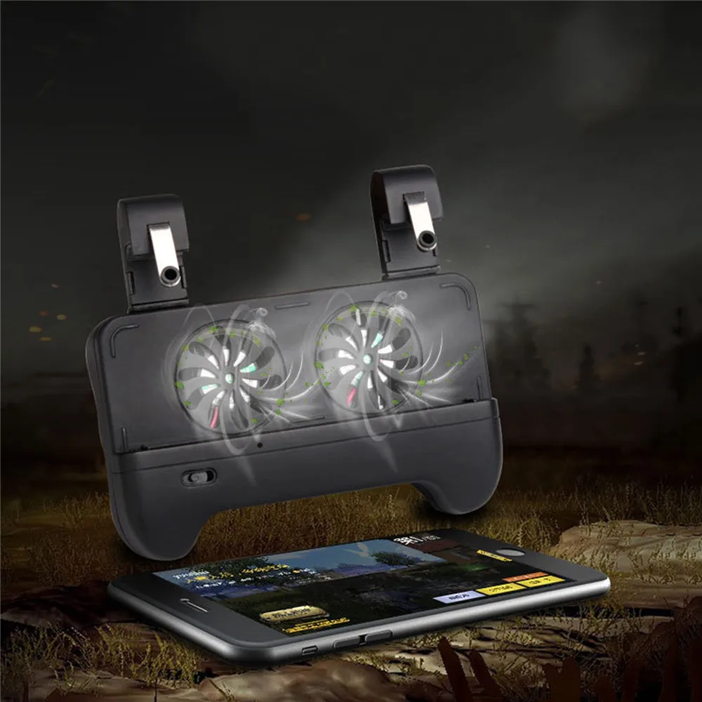 

Pubg Game Gamepad Joystick Grip Handle Cooling Fan with Fire Button Trigger for 4.7-5.5 inch IOS Andriod Smartphone Gamepads