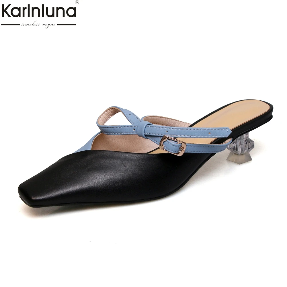 

genuine leather summer pumps woman shoes strange heels shoes woman pumps female Mules shoes 2019
