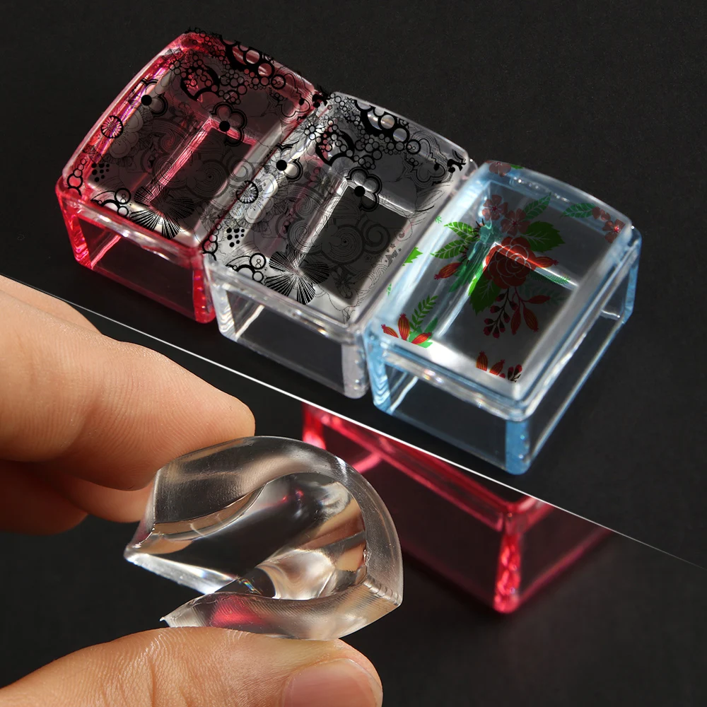

1PC Professional DIY Transparent Rectangle Silicone Jelly Head Nail Stamper and Scraper Manicure Nail Art Tips Stamping Tool Set