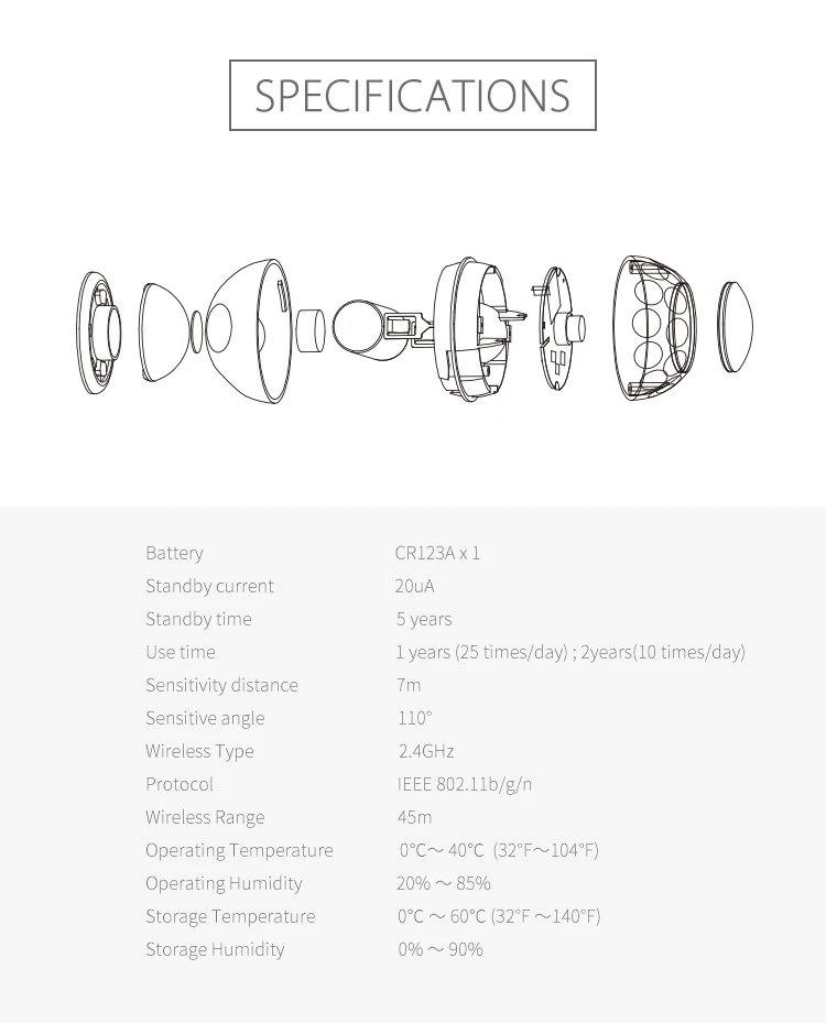 Легко самостоятельной установки Смарт Wi-Fi движения PIR Сенсор, Батарея работает