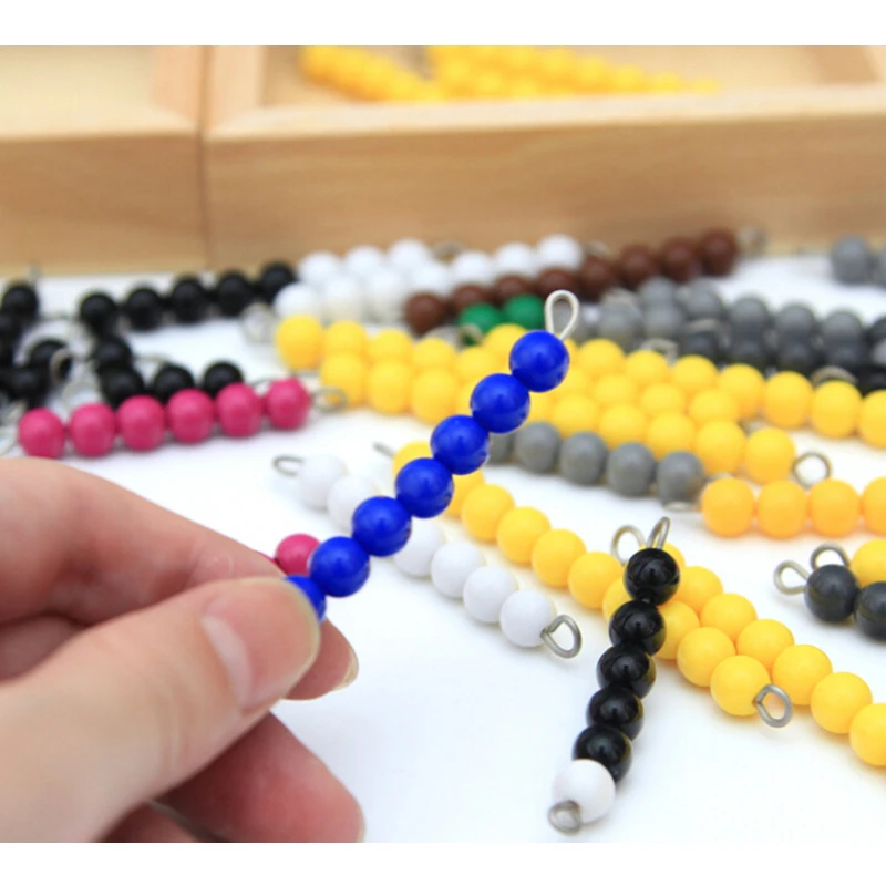 High Quality Montessori Material Mathematics Toys Subtraction Snake Game 12*12*8CM Wooden Box Plastic Colorful Beads Math Toys